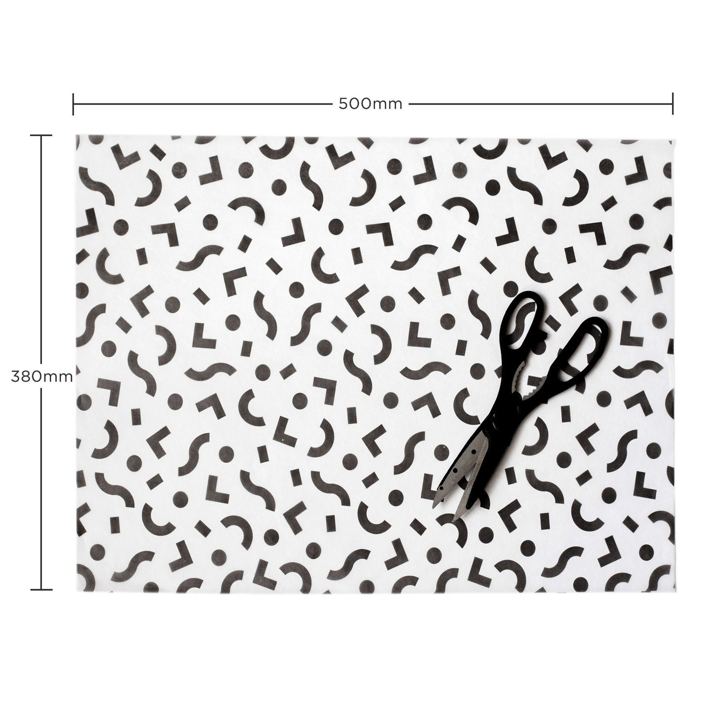 Tissue Paper Black shapes, 500mm x 380mm Recyclable, Compostable, Biodegradable