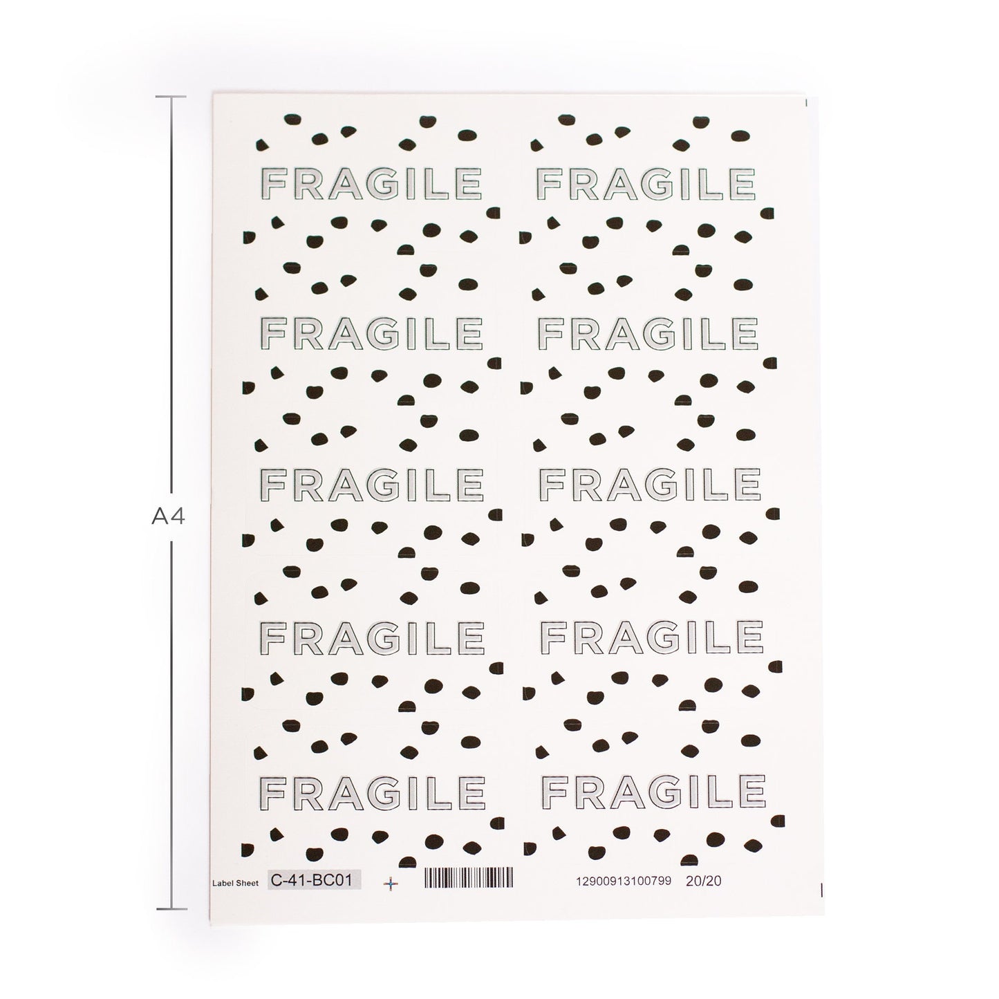 Fragile packing Stickers Black Polka Dot Rectangular 87mm x 49mm