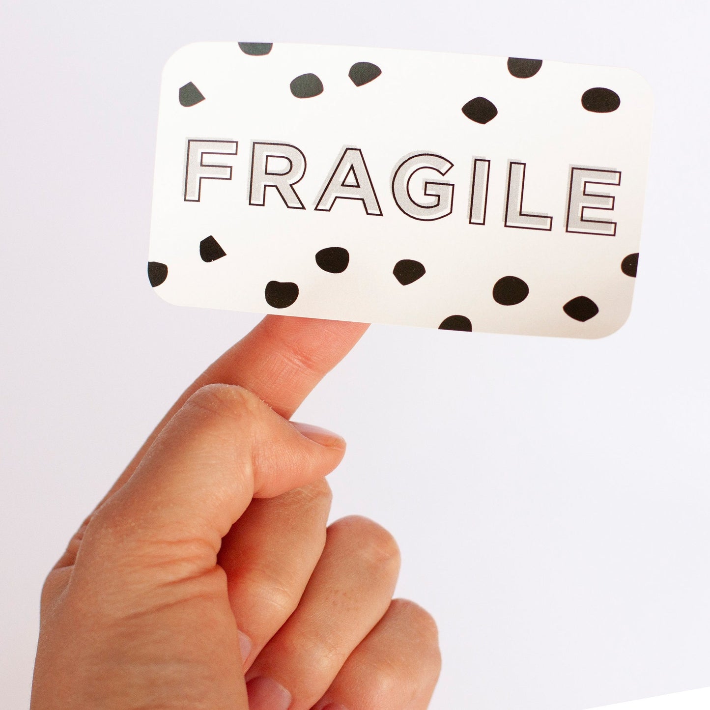 Fragile packing Stickers Black Polka Dot Rectangular 87mm x 49mm