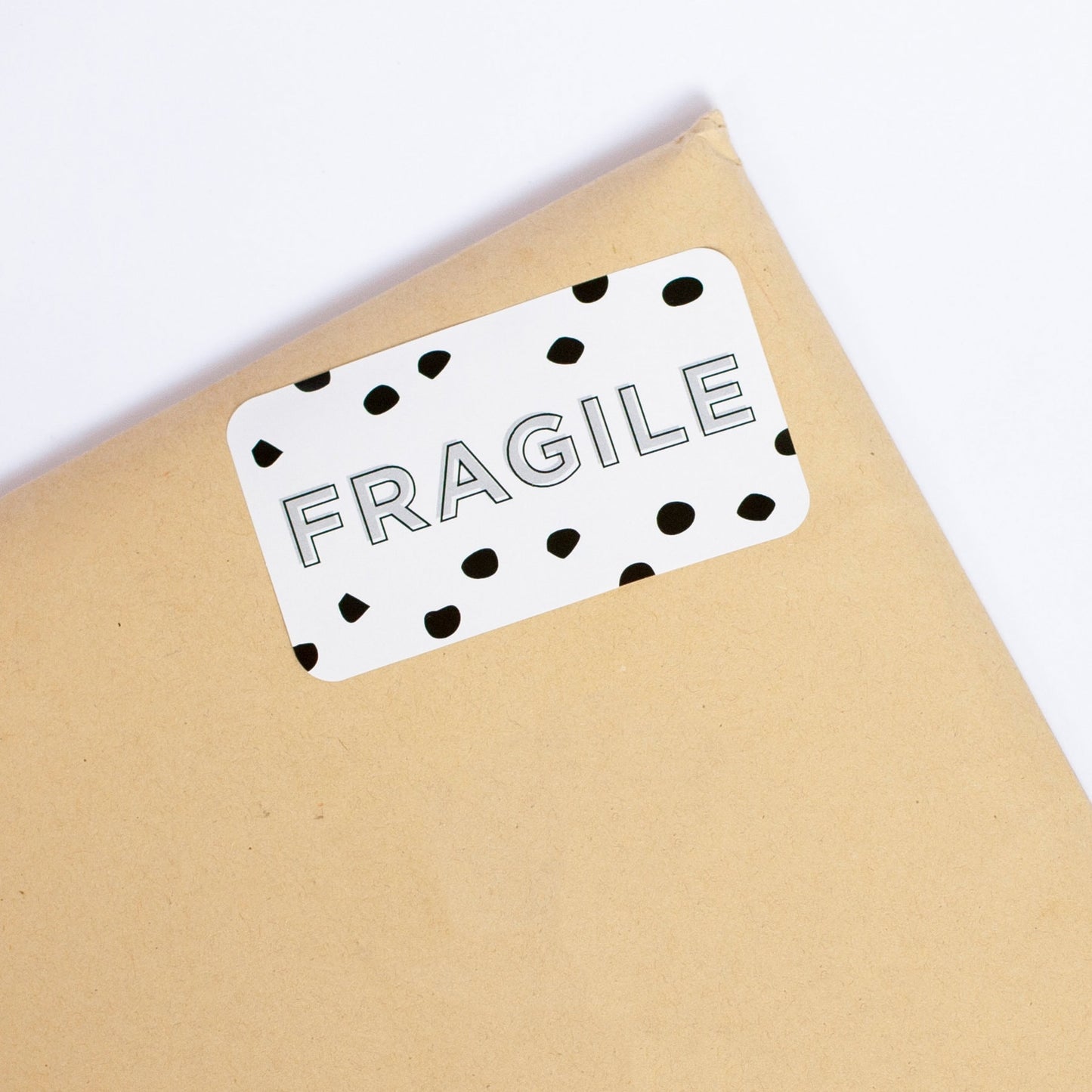 Fragile packing Stickers Black Polka Dot Rectangular 87mm x 49mm