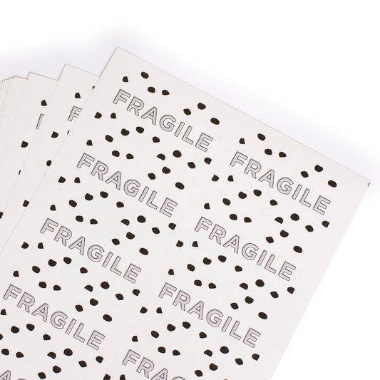 Fragile packing Stickers Black Polka Dot Rectangular 87mm x 49mm