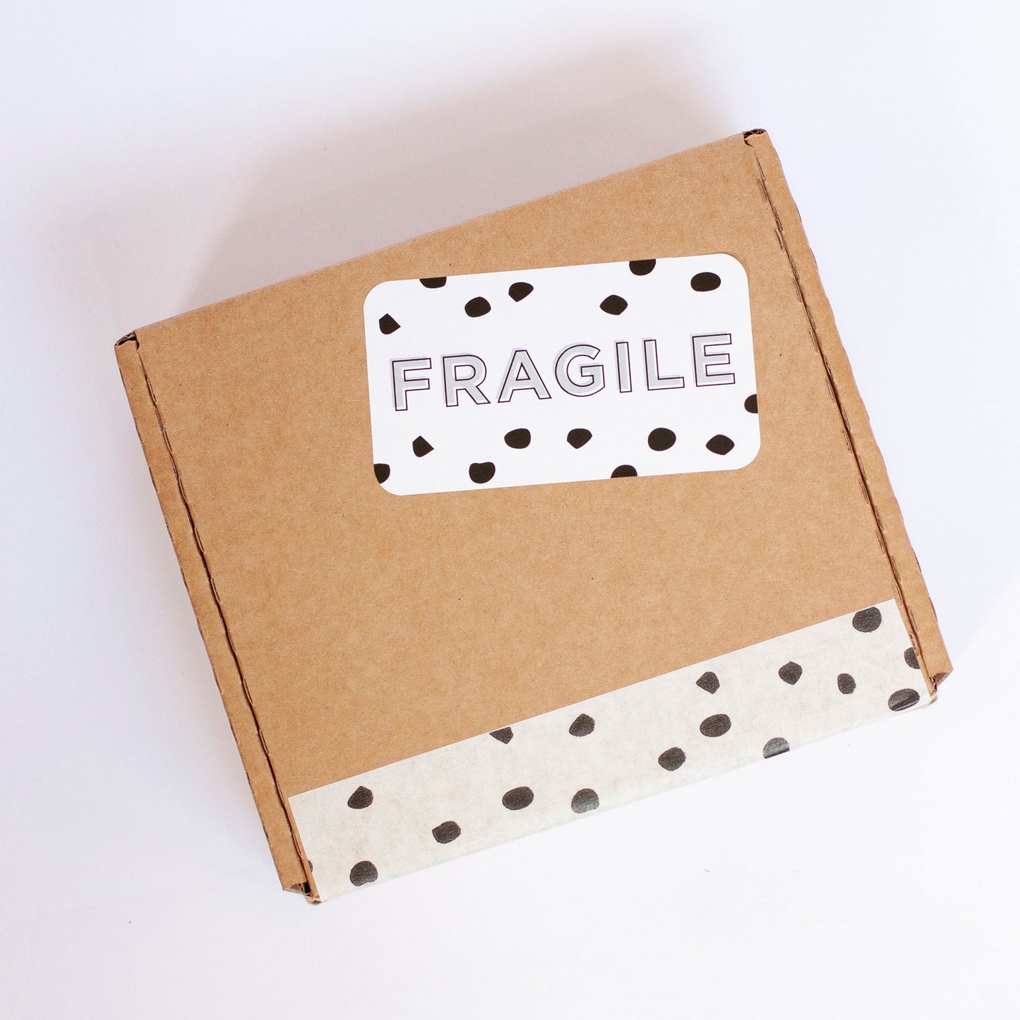 Fragile packing Stickers Black Polka Dot Rectangular 87mm x 49mm