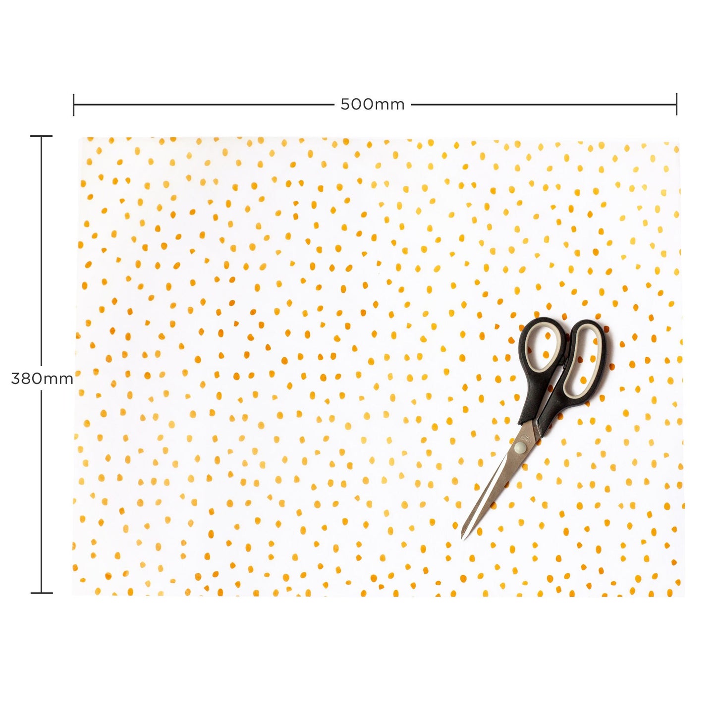 Tissue Paper gold polka dot, 500mm x 380mm Recyclable, Compostable, Biodegradable