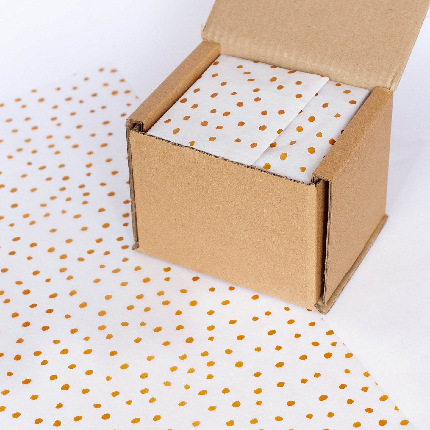 Tissue Paper gold polka dot, 500mm x 380mm Recyclable, Compostable, Biodegradable