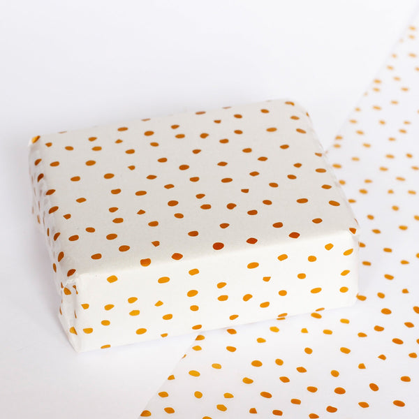 Tissue Paper gold polka dot, 500mm x 380mm Recyclable, Compostable, Biodegradable