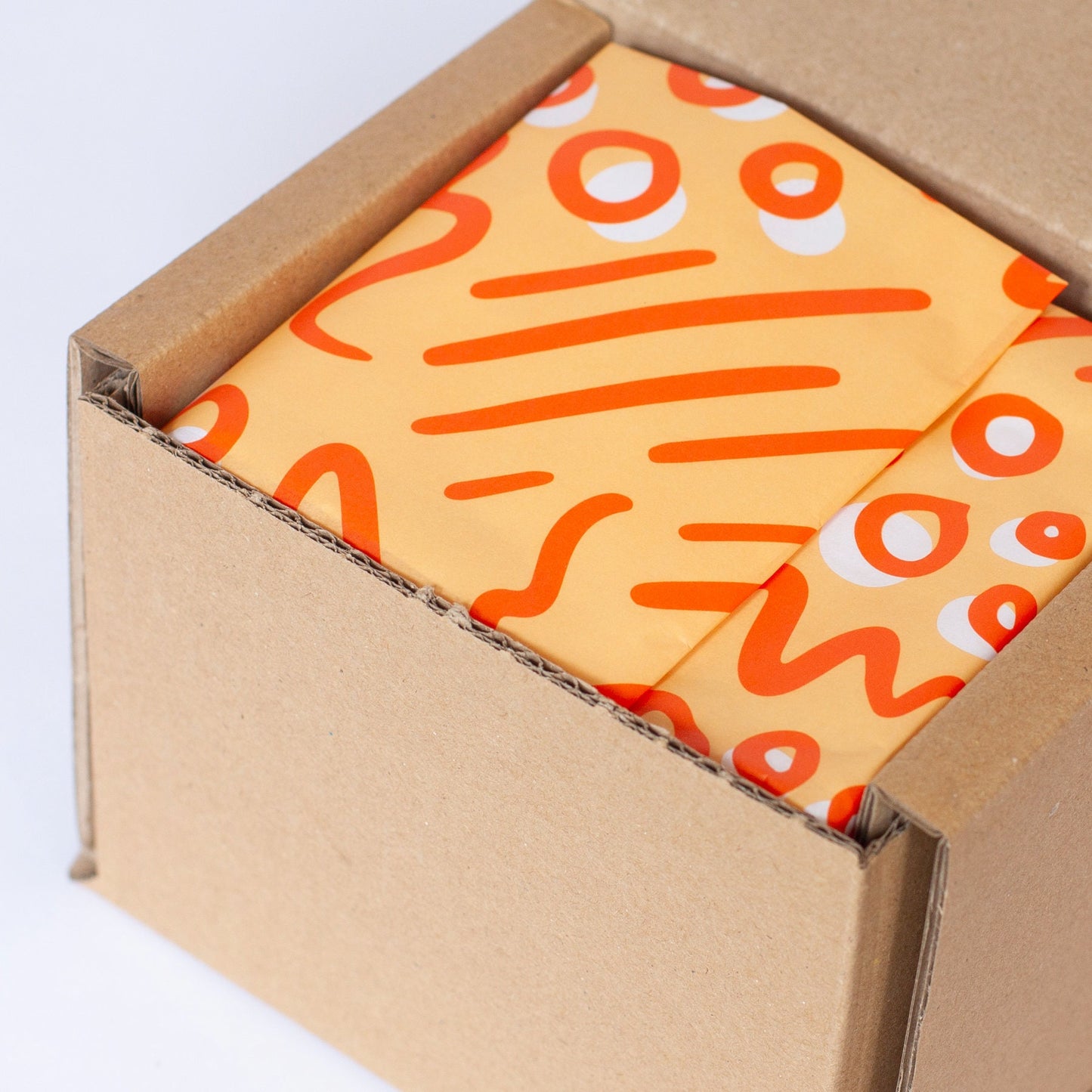 Tissue Paper Orange doodle, 500mm x 380mm Recyclable, Compostable, Biodegradable