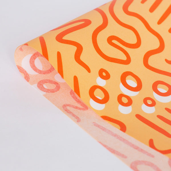 Tissue Paper Orange doodle, 500mm x 380mm Recyclable, Compostable, Biodegradable