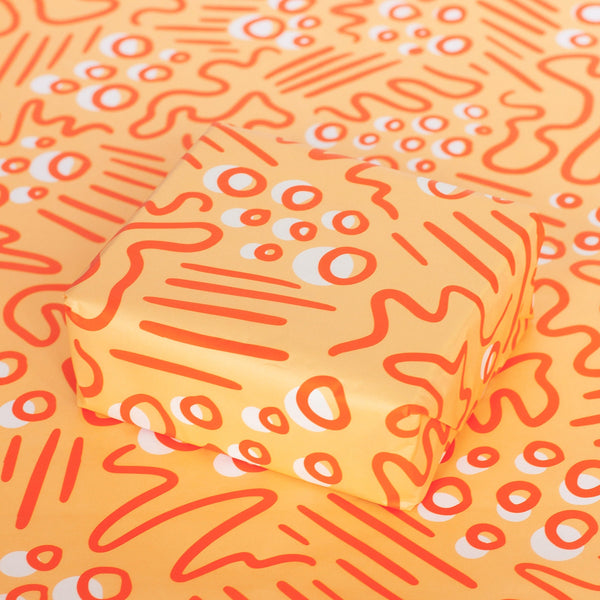 Tissue Paper Orange doodle, 500mm x 380mm Recyclable, Compostable, Biodegradable