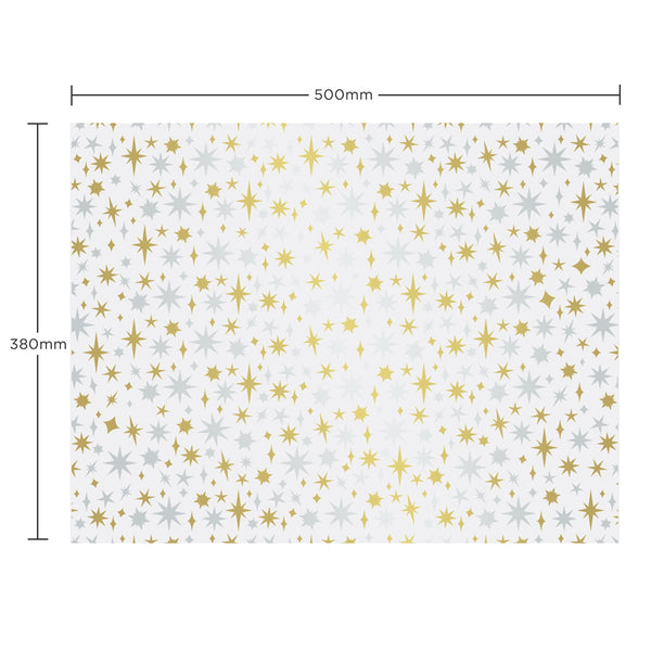 Christmas Tissue Paper Christmas Stars Recyclable Wrapping Paper, 500mm x 380mm Recyclable, Compostable, Biodegradable