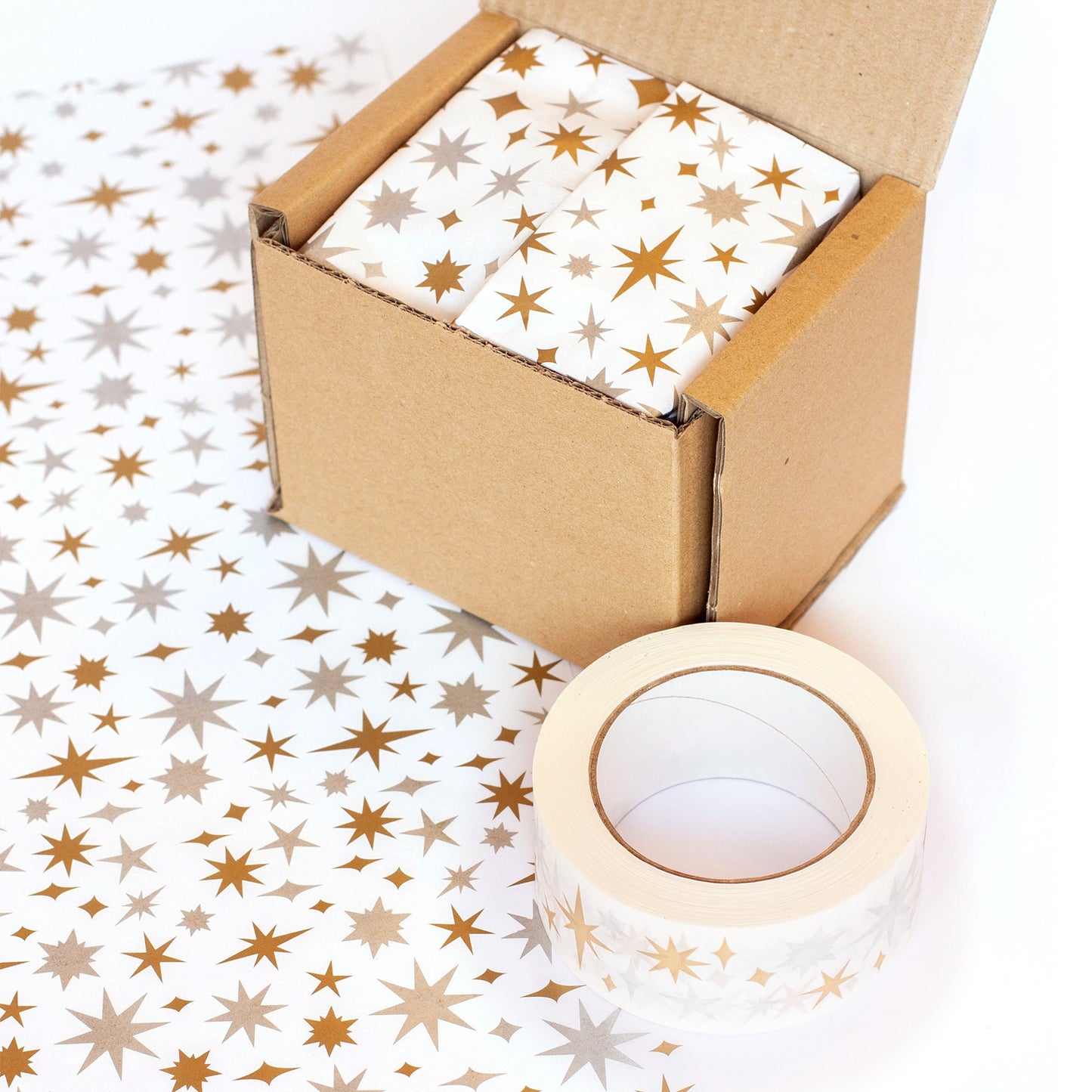 Christmas Tissue Paper Christmas Stars Recyclable Wrapping Paper, 500mm x 380mm Recyclable, Compostable, Biodegradable