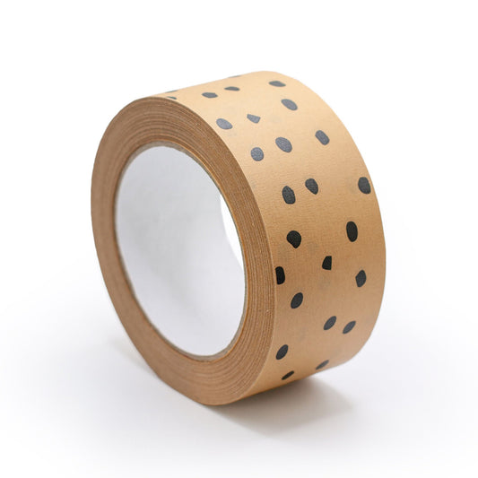 Printed paper packing tape Kraft polka dot  print, Eco packaging 50 metres in length, 48mm width