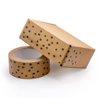 Printed paper packing tape Kraft polka dot  print, Eco packaging 50 metres in length, 48mm width