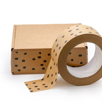 Printed paper packing tape Kraft polka dot  print, Eco packaging 50 metres in length, 48mm width
