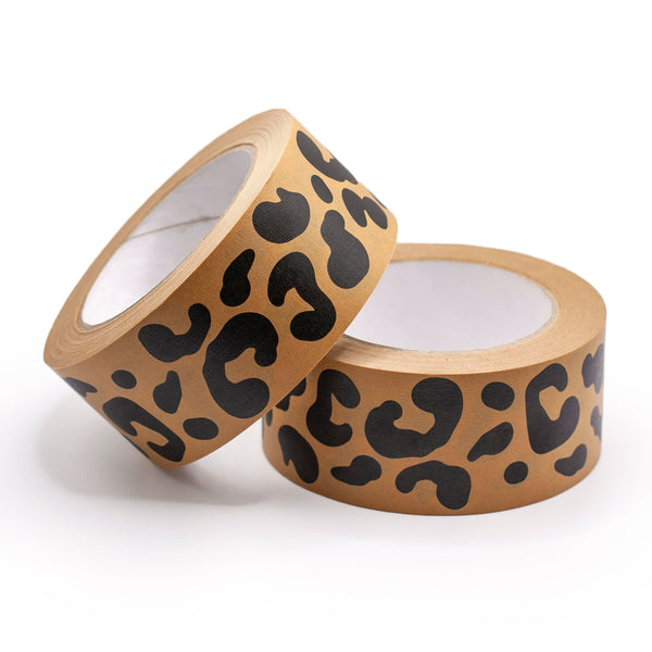 Printed packing tapes, Kraft paper leopard print, 50 metres length, 48mm width