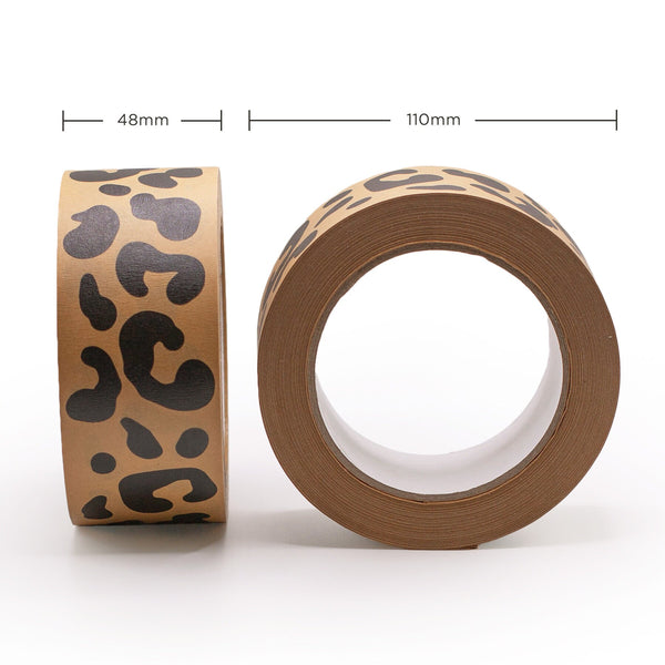 Printed packing tapes, Kraft paper leopard print, 50 metres length, 48mm width