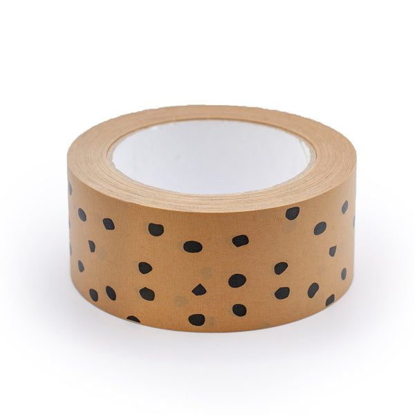 Printed paper packing tape Kraft polka dot  print, Eco packaging 50 metres in length, 48mm width