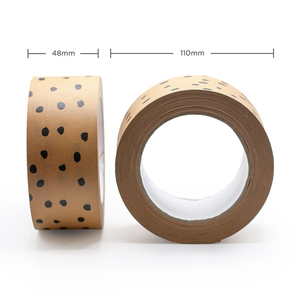 Printed paper packing tape Kraft polka dot  print, Eco packaging 50 metres in length, 48mm width