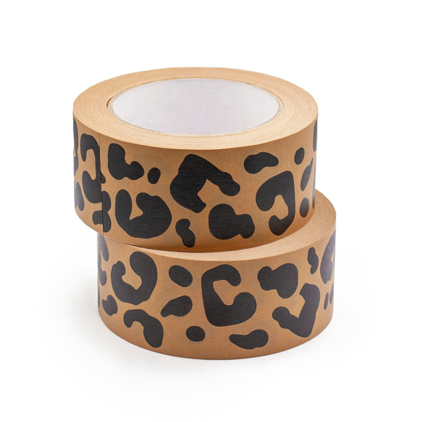Printed packing tapes, Kraft paper leopard print, 50 metres length, 48mm width