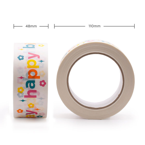 Parcel tapes, Happy birthday print, 50 metres length, 48mm width