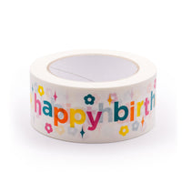 Parcel tapes, Happy birthday print, 50 metres length, 48mm width