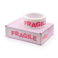 Paper packing tape Fragile print, 50m x 48mm. Recycled paper packing tape