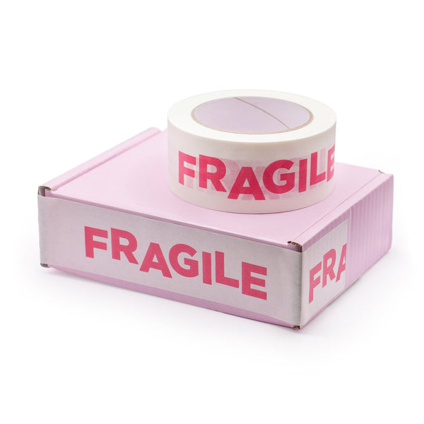 Paper packing tape Fragile print, 50m x 48mm. Recycled paper packing tape