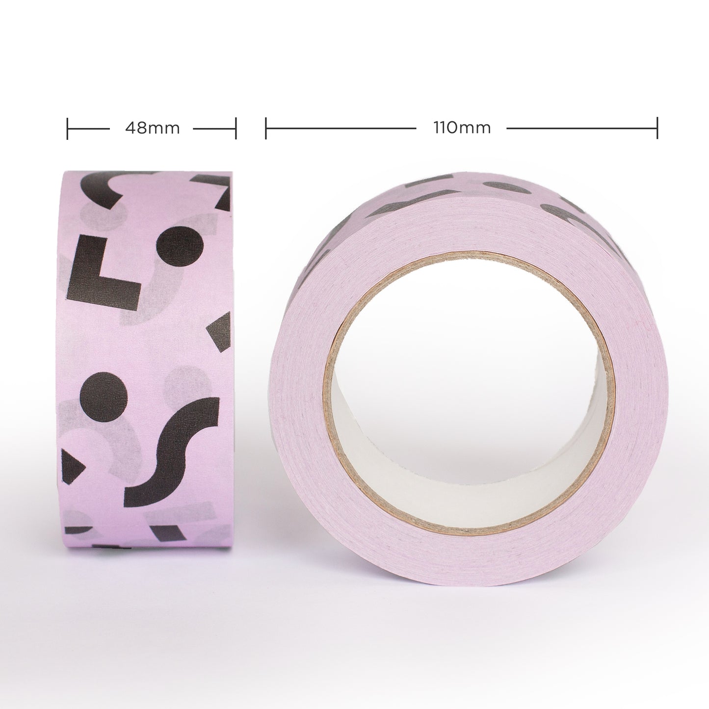 Decorative paper tapes, Shapes on Mauve print, 50 metres length, 48mm width