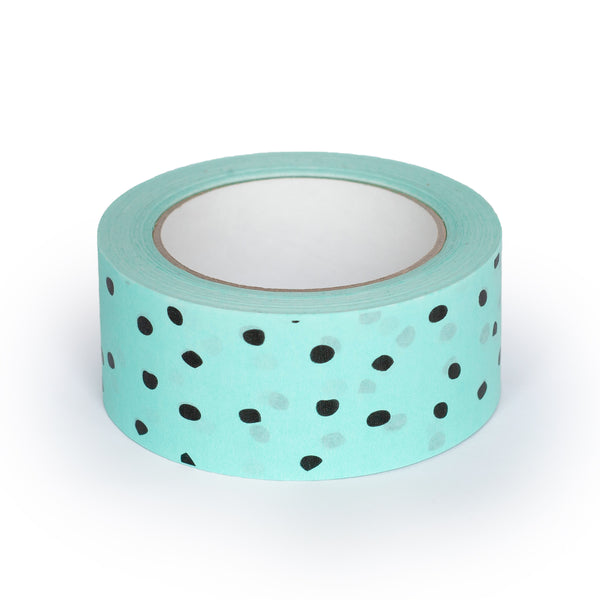 Paper Packing Tape, Recycled Eco Tape, Polkadot on Mint, 50 metres length, 48mm width