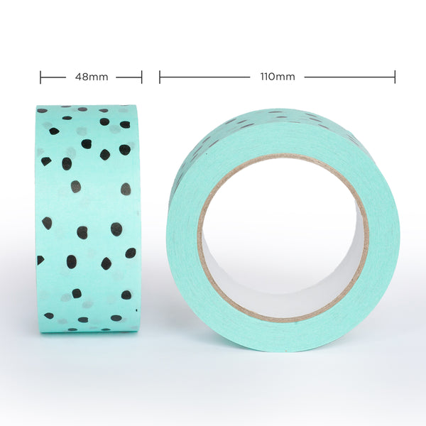 Paper Packing Tape, Recycled Eco Tape, Polkadot on Mint, 50 metres length, 48mm width