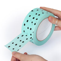 Paper Packing Tape, Recycled Eco Tape, Polkadot on Mint, 50 metres length, 48mm width