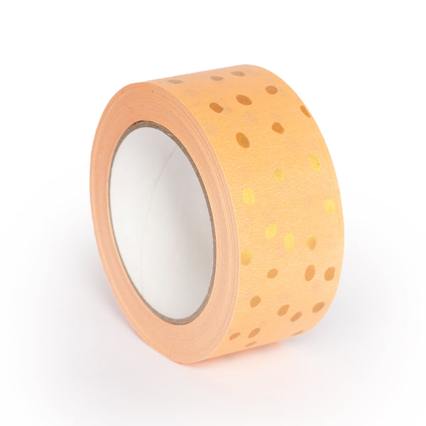 Polkadot packaging tape, Printed Orange polka dot, 50 metres length, 48mm width