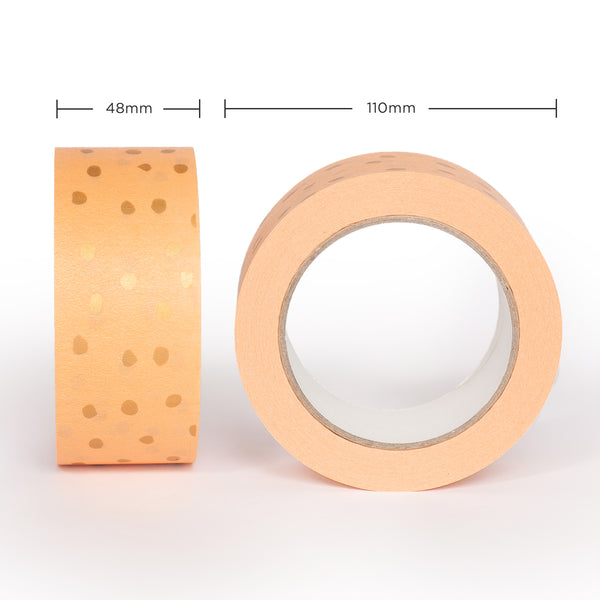 Polkadot packaging tape, Printed Orange polka dot, 50 metres length, 48mm width