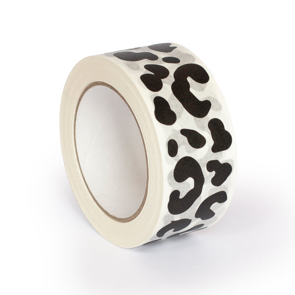 Decorative paper tapes, Black Leopard print, 50 metres length, 48mm width