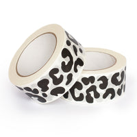 Decorative paper tapes, Black Leopard print, 50 metres length, 48mm width